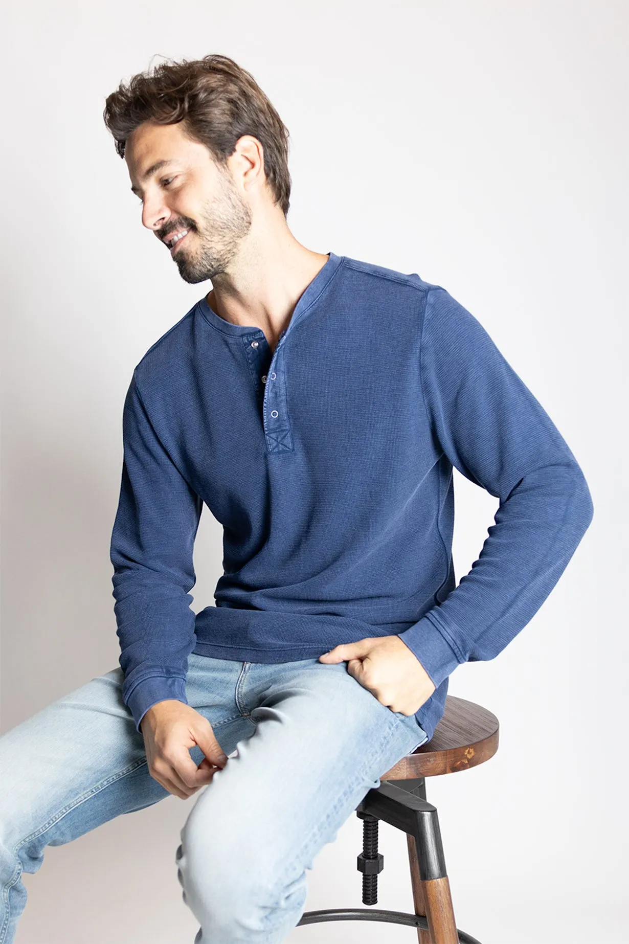 Waffle Henley - Indigo