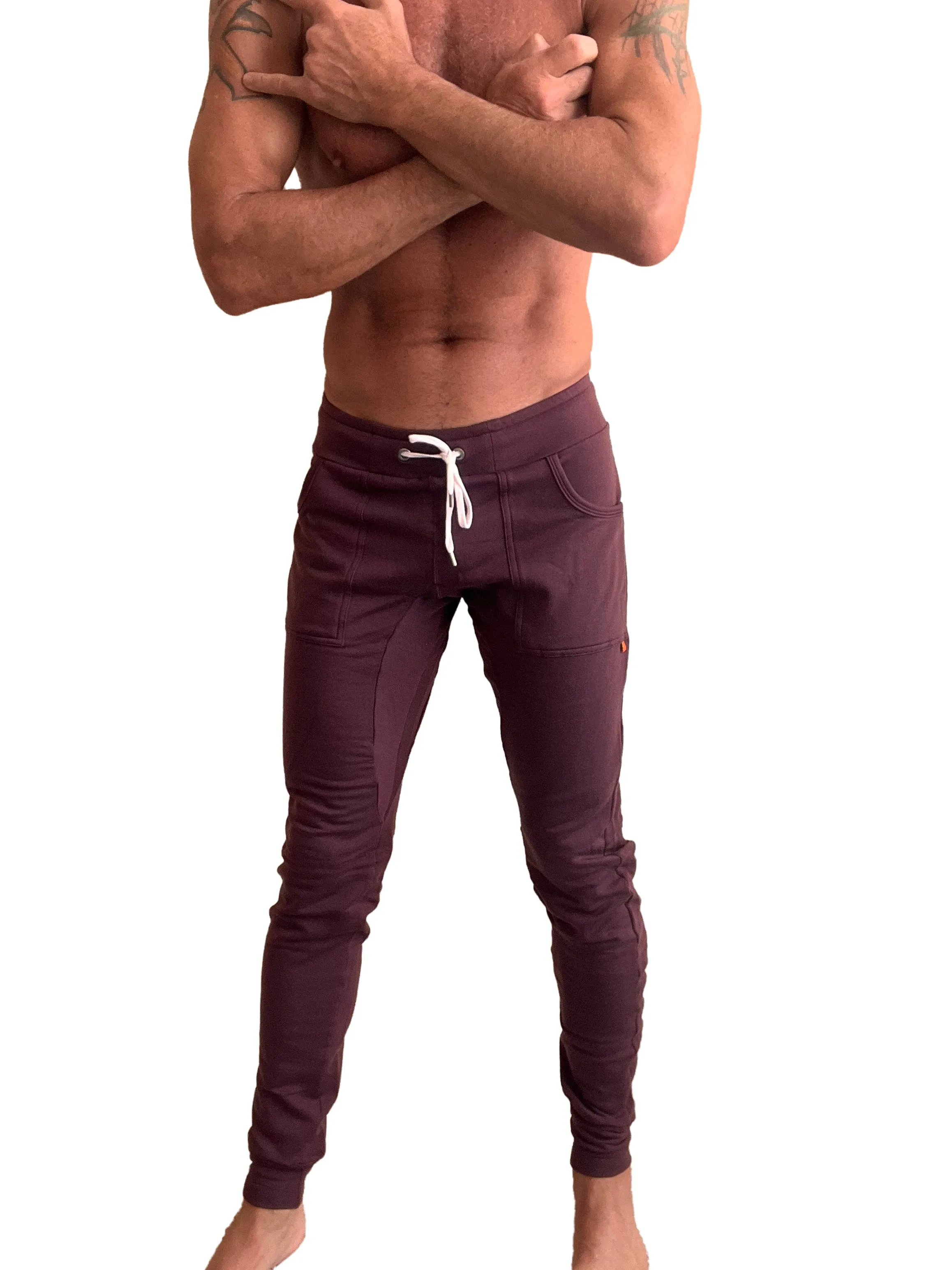 **Winter Edition** Performance Fleece Long Cuffed Jogger & Yoga Sweat Pants (Burgundy)